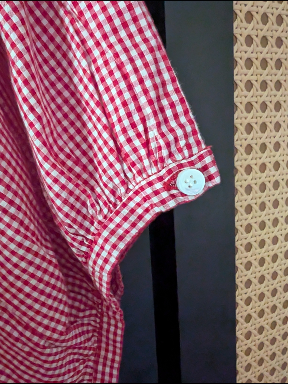 NWT Doen June Top Red Gingham Button-Front Puff Sleeve - Picture 7 of 8